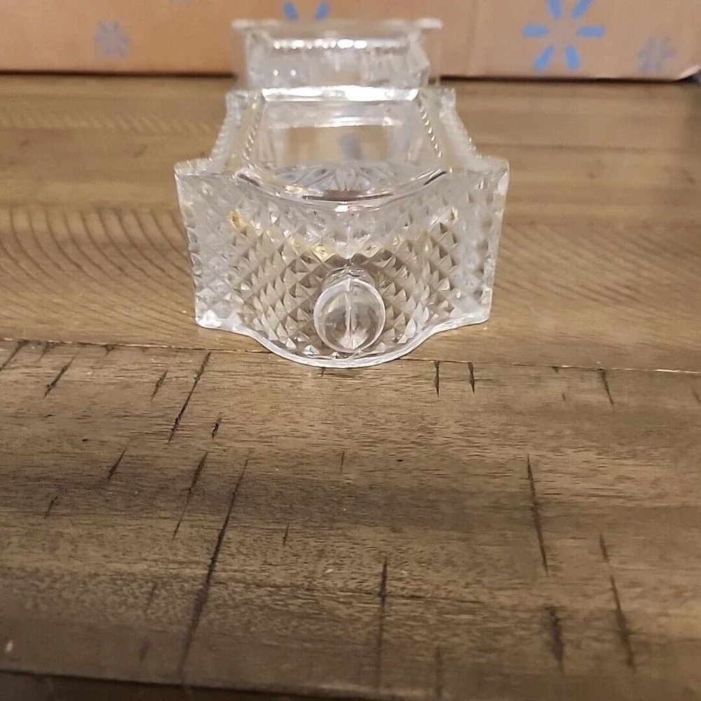 Vintage Clear Pressed Glass Grandfather Clock Case Diamond Point Sunburst Decor